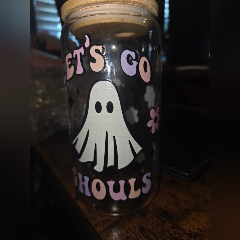 Ghost Themed Glass Jar